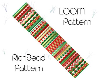 Christmas beaded bracelet patterns Bead loom patterns Square stitch beading pattern Miyuki pattern Beadwok PDF Digital download file