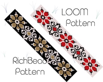Floral seed bead bracelet patterns Loom beading patterns Beaded bracelet patterns Bead loom pattern Bead loom bracelet patterns PDF file