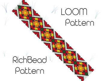 Bead loom bracelet pattern Bead weaving Seed bead Miyuki delica bracelet Beading square stitch WORD CHAPT