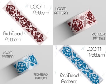 Flower beaded loom pattern bracelet Beadweaving pattern Loom pattern Miyuki pattern Loom bracelet pattern for beading Beaded jewelry pattern