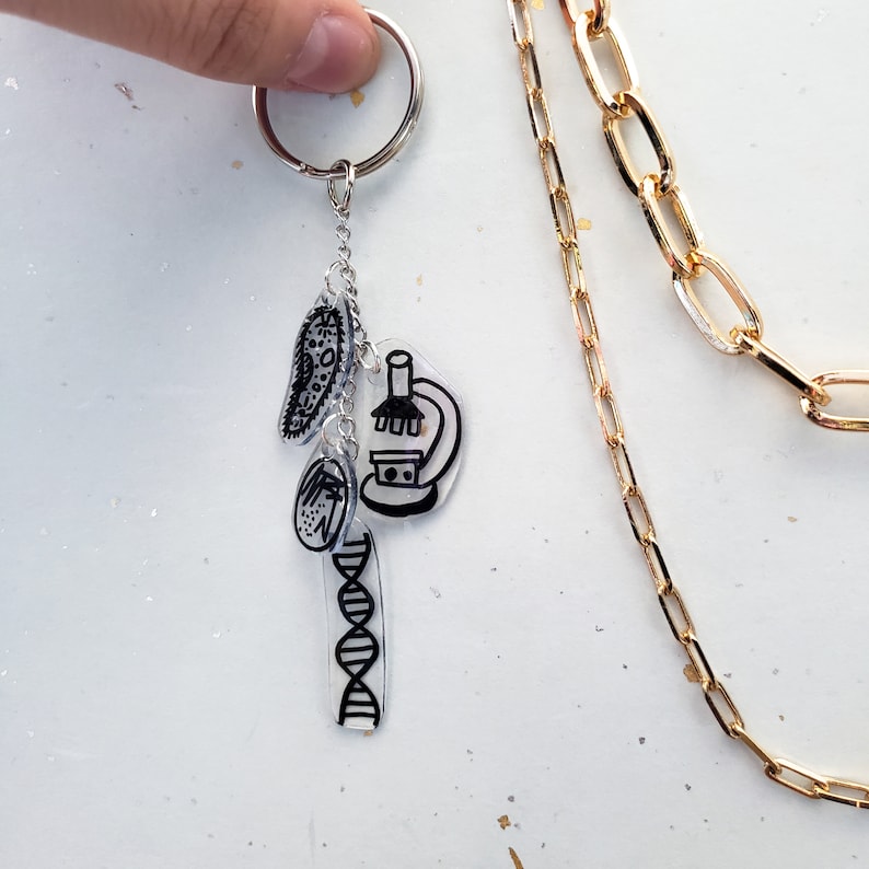 Biology Themed Charm Keychain Science Gift Biology Etsy