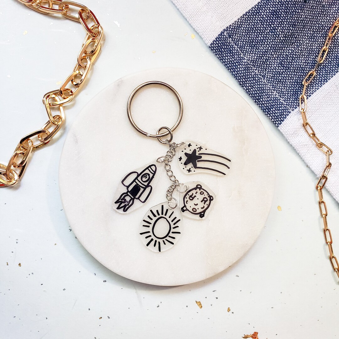 Astronomy Themed Charm Keychain, Science Gift, Keyring, Space Gift
