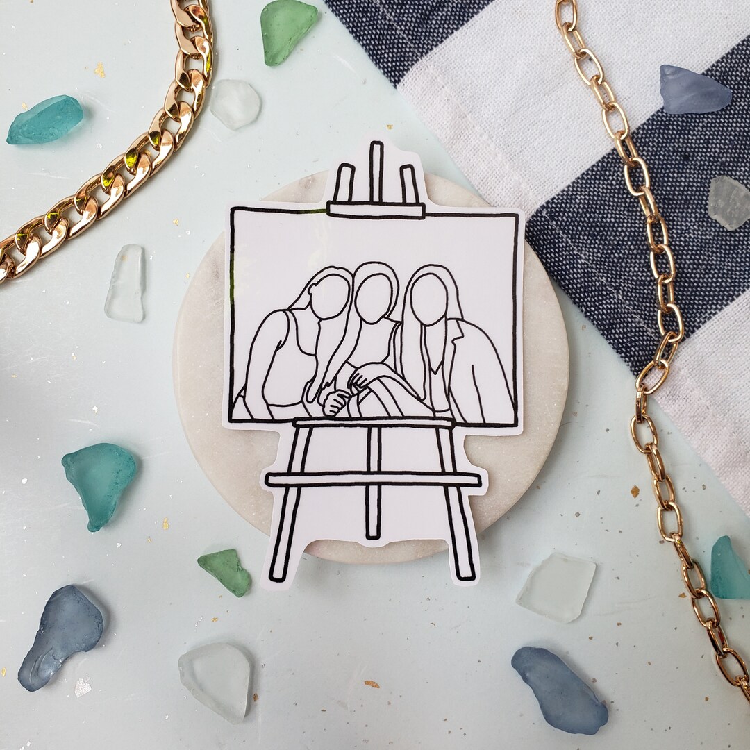 Custom Easel Line Drawing Portrait Sticker, Line Drawing From Photo ...