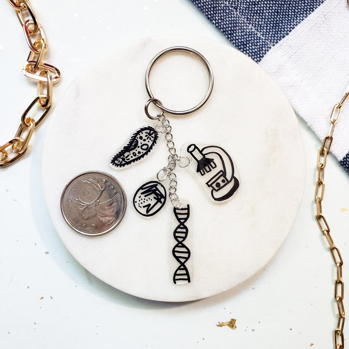 Biology Themed Charm Keychain Science Gift Biology Etsy New Zealand
