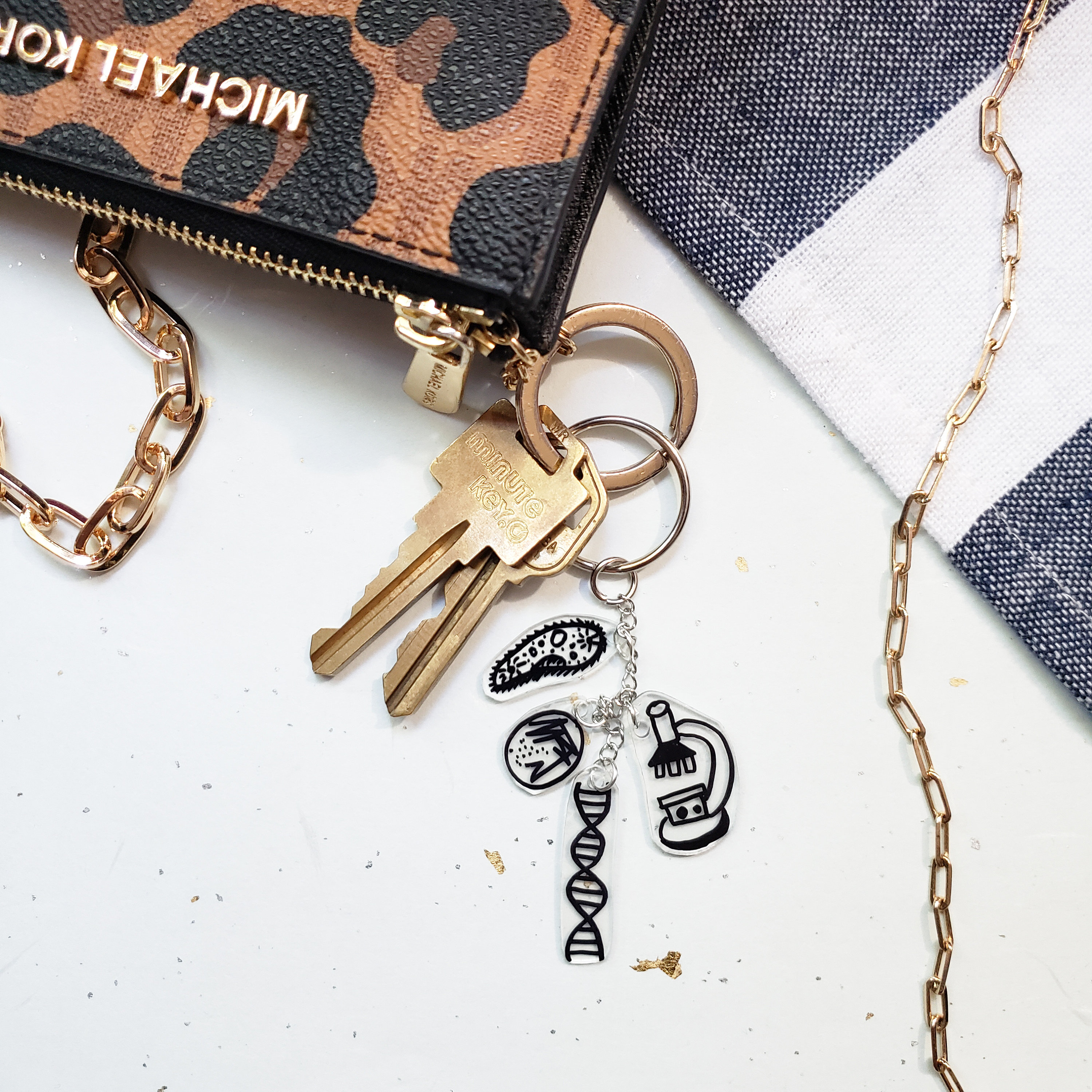 Biology Themed Charm Keychain Science Gift Biology Etsy