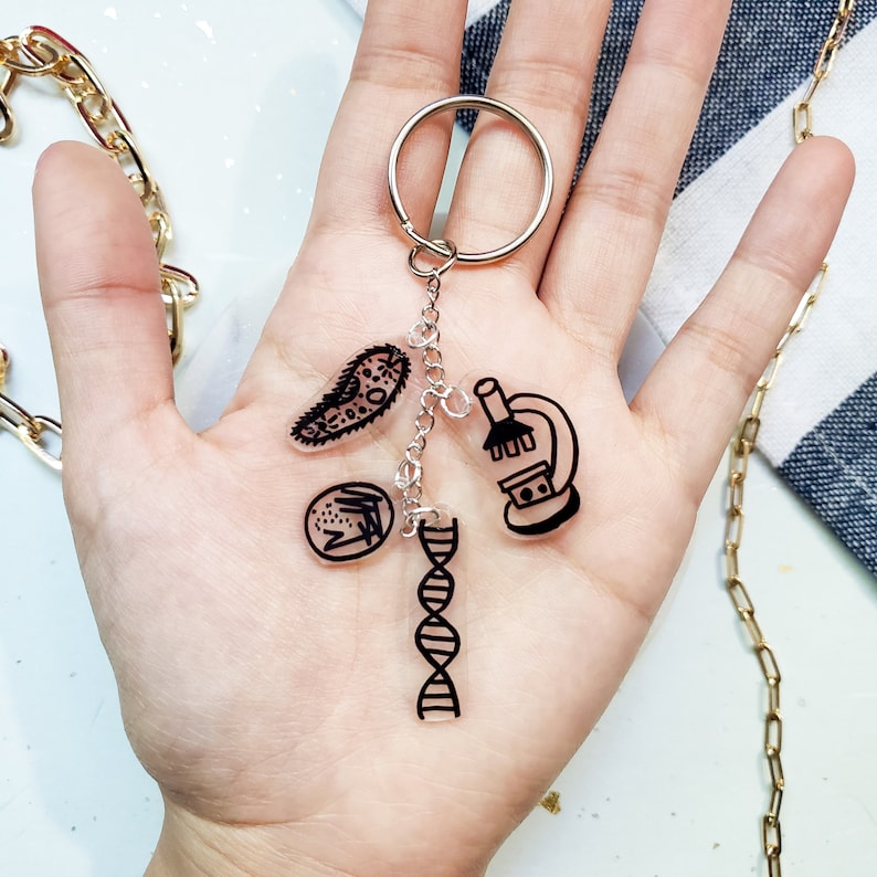 Biology Themed Charm Keychain Science Gift Biology Etsy