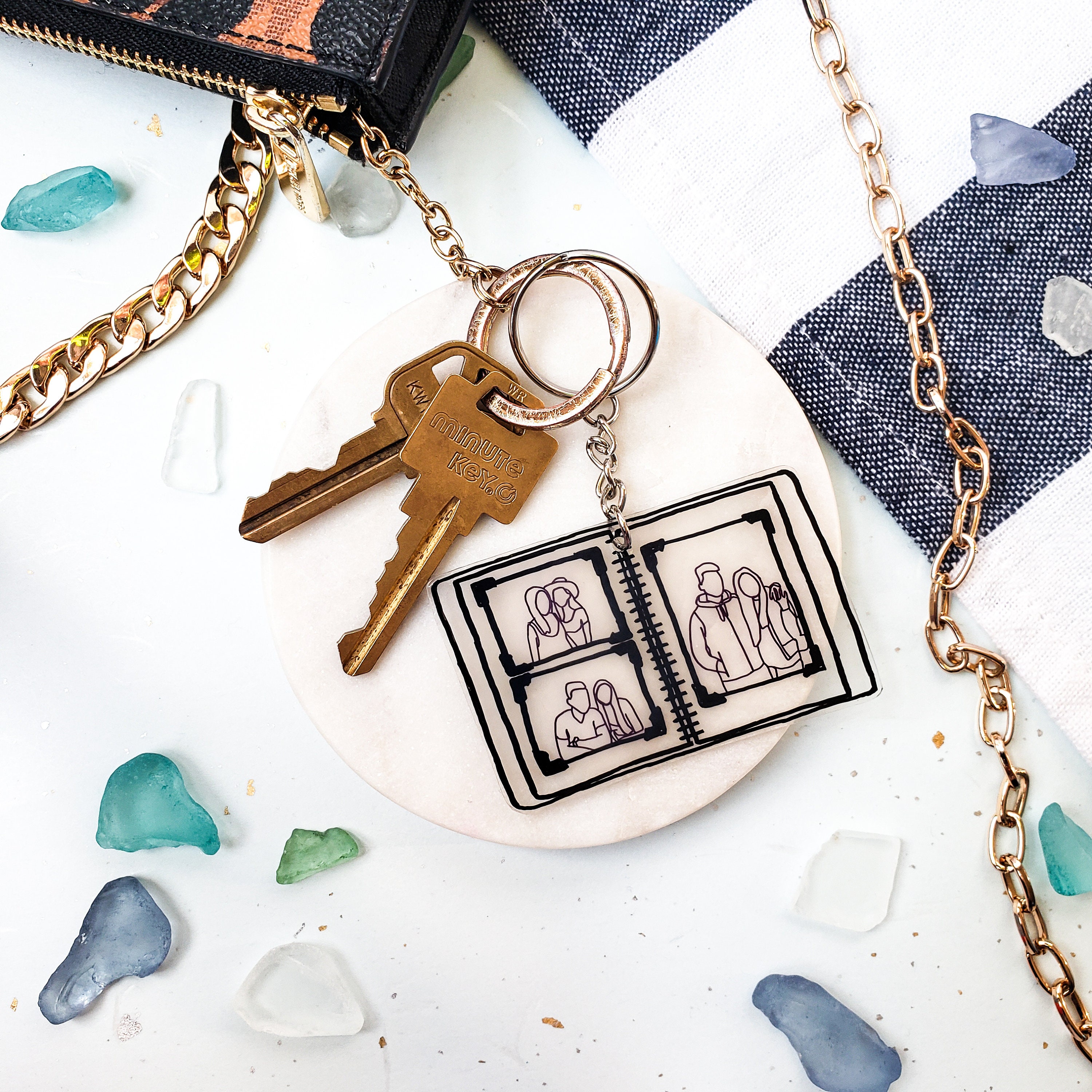 Custom Photo Album Minimal Line Drawing Keychain Photo Album Etsy