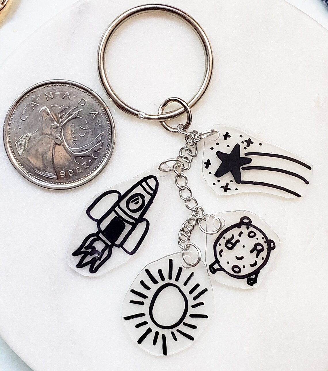 Astronomy Themed Charm Keychain Science Gift Keyring Space Etsy