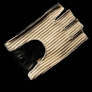 Women&#39;s Crochet Lambskin Leather Fingerless Driving Gloves