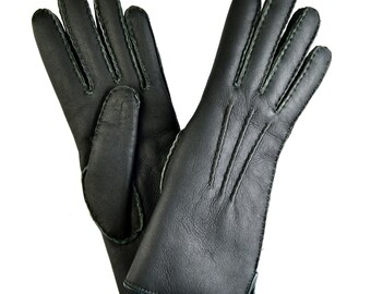 women shearlig gloves - green