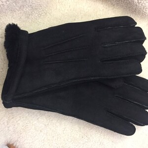 Men's Winter Leather Gloves Shearling Fur Gloves