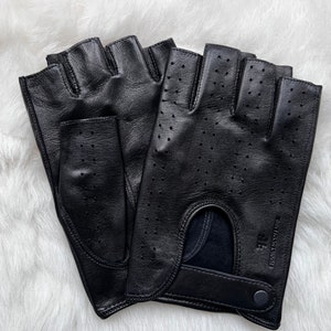FF Black Fingerless Driving Gloves - Men