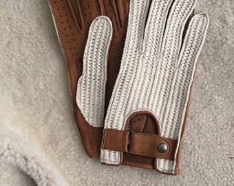 Mens Lady driving gloves, nappa leather, crochet, black color, bike rides, leather gloves, leather, gift for him, gloves for driving,