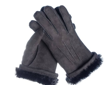 Men&#39;s Winter Leather Gloves Shearling Fur Gloves