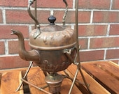 C1900 Copper and Brass Spirit Kettle and Stand Original Working Kettle NOT a Reproduction