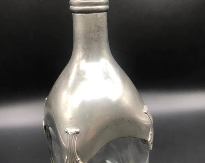 Antique French Pewter and Glass Decanter