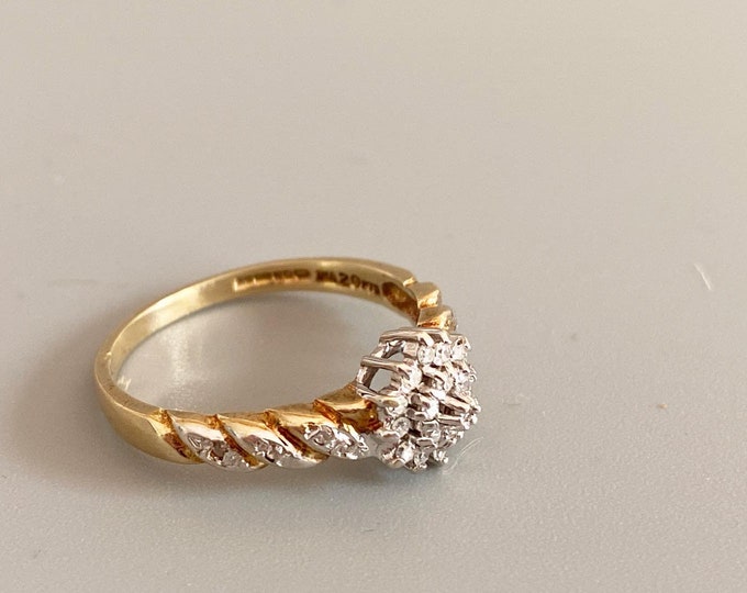 Stunning Gold and Diamond Double Halo Ring UK Size P US Size 7 1/2