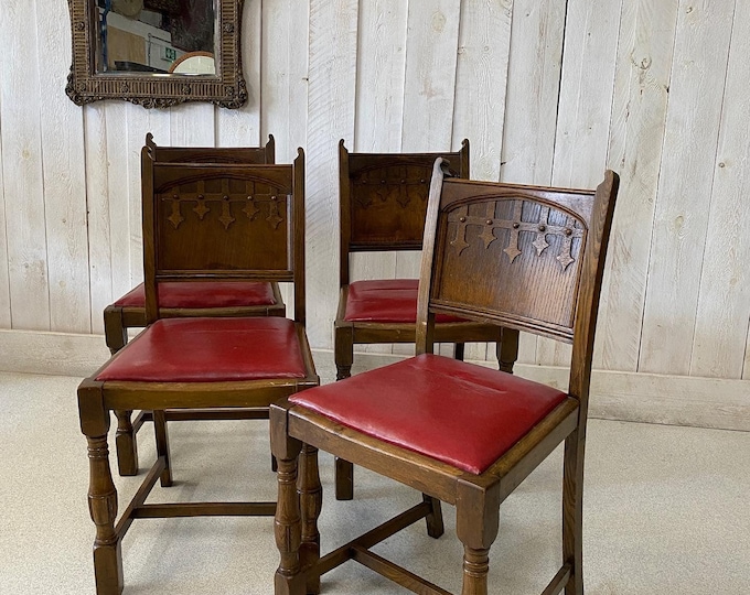 Early 20th Century Oak Chairs Set of 4
