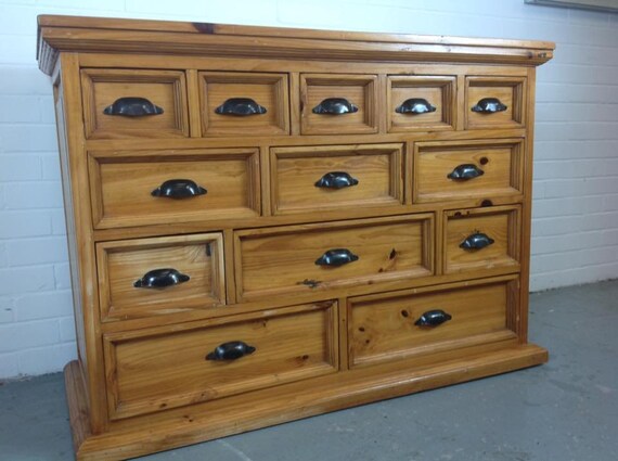 Large Bank Of Drawers Pine Chest Of Drawers Etsy