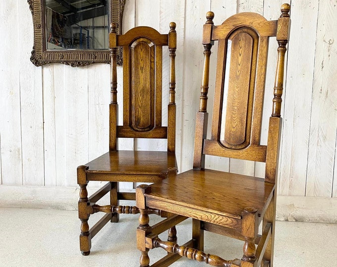 Antique Pair of Solid Oak Chairs