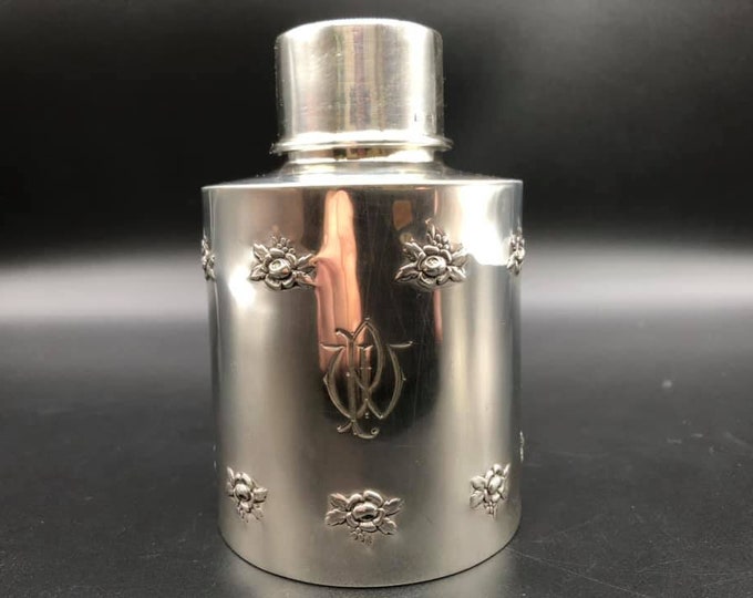 Solid Silver Rose Pattern C1911 Tea Caddy