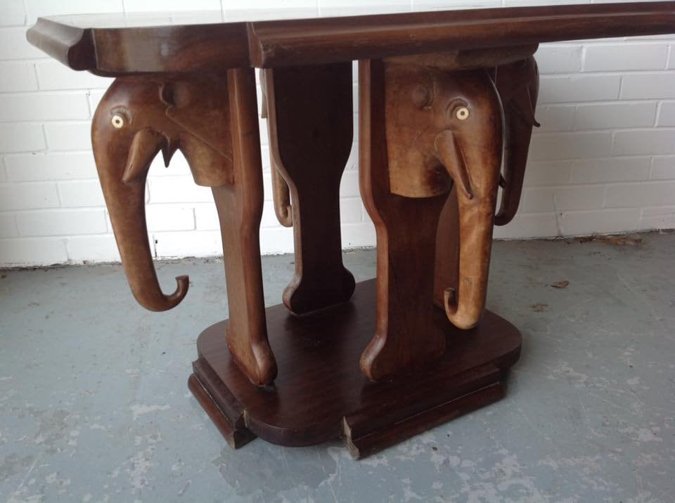 Elephant Coffee Table Wood Bespoke Bronze Sculpture Mark Stoddart