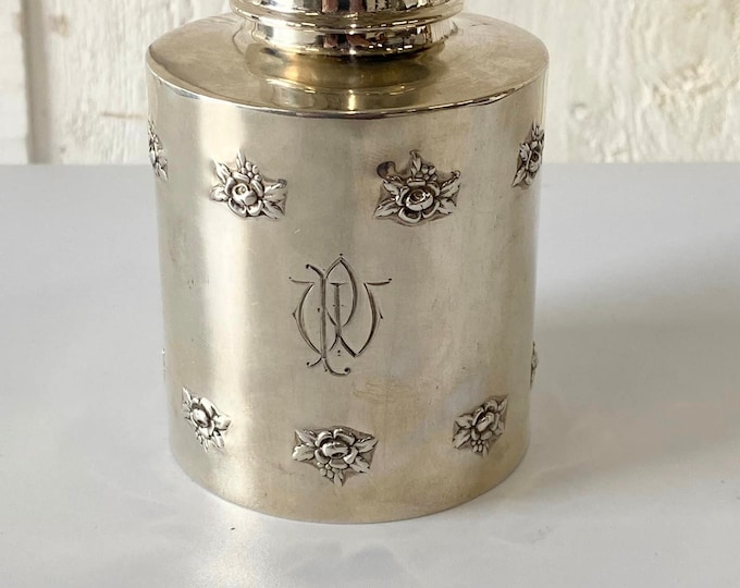 Solid Silver Rose Pattern C1911 Tea Caddy