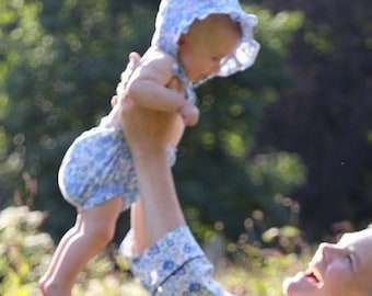 Liberty Bonnet and/or Bloomers set. Liberty frilled baby sunhat - beautiful heirloom gift set 0 - 24 months