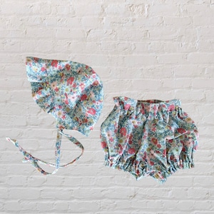 Liberty Arley Gardens Bonnet and Bloomers Set Baby Gift Easter Bonnet Newborn to 24 Months Handmade Liberty Cotton Bonnet