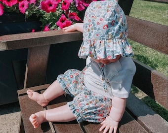 Liberty Bonnet and/or Bloomers set. Liberty frilled baby sunhat - beautiful heirloom gift set 0 - 24 months