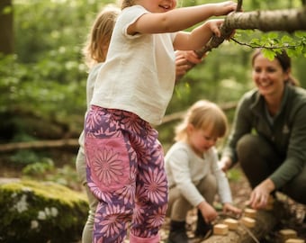 Reversible Floral Cotton Trousers Age 4–5 Years Pink Lined Kids Pants Grow With Me Woodland Play Trousers Flower Pocket