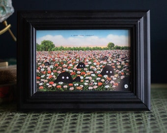 Goo Monsters Hand-painted Thrift Art // Unique Spooky Embellished Antique Gallery Framed Artwork