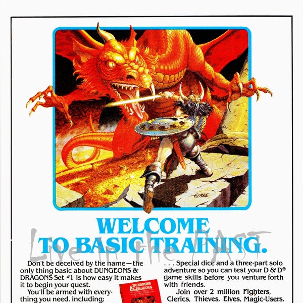 1980 Dungeons and Dragons Role Playing Game Advertisement cartel print