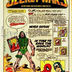 Póster publicitario de la figura de acción de Mattel Marvel Secret Wars