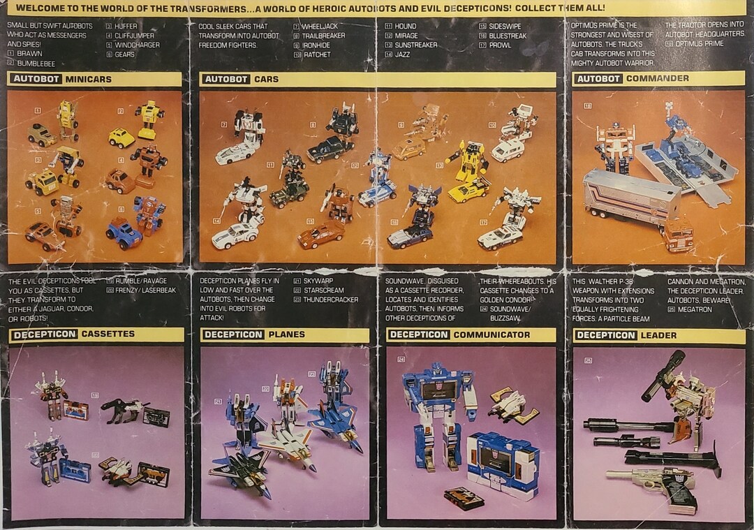 24x17 Transformers Generation One Toy Checklist Poster *promo* Comes