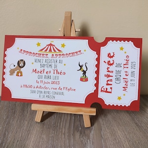 Invitation anniversaire thème cirque (ticket cirque)