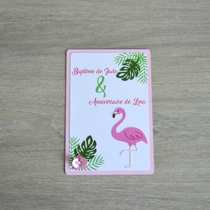 Faire part / invitation thème flamant rose