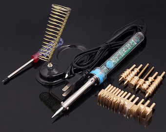 Lederen Craft elektrische verwarming Burn Edge versieren solderen ijzer messing tool DIY