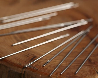 12pcs Round Tip Needles, WUTA, Sewing Threads Stitching Leather Leathercraft Tool Sewing Needle