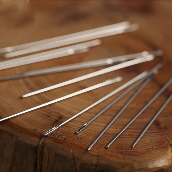 12pcs Round Tip Needles, WUTA, Sewing Threads Stitching Leather Leathercraft Tool Sewing Needle