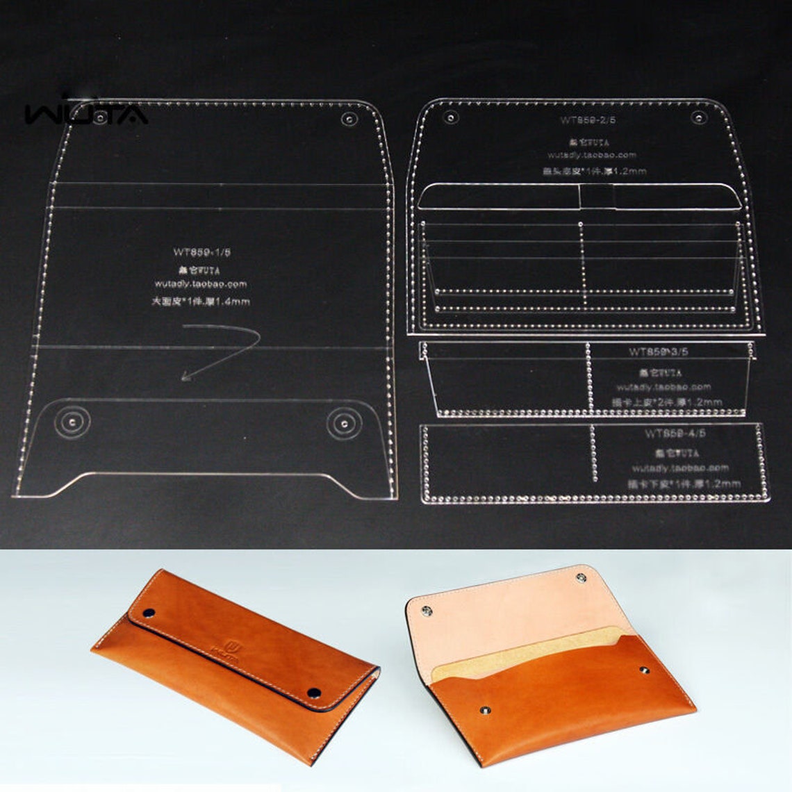 Leathercraft Wallet Leather Template Double Buckle Acrylic Etsy