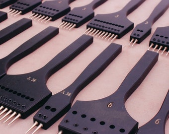 Vantage Black Removable Leather Craft round Hole pricking iron chise steel Stitching Punch Tools Diy set