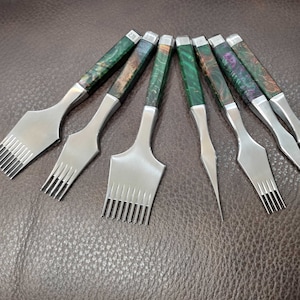 Alta calidad de acero de estilo francés cuero Craft Pricking Hierros cosido saque saque saque herramienta de cuero herramienta de cuero