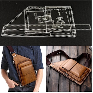 Men Crossbody bag Shoulder Bags Acrylic Template Leather Pattern DIY Leathercraft Sewing Pattern Stencils Acrylic Template Leather Pattern