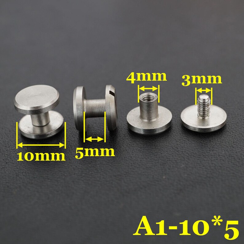 10 Sets LeatherCraft Wallet Purse bag Stainless steel Belt Screw Luggage Nail Rivet Metal Screw Rivets DIY Making Supply
