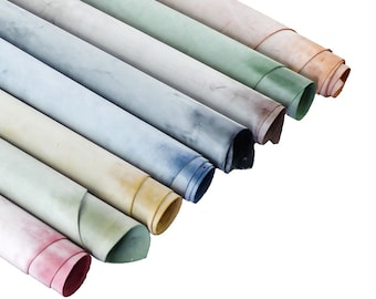 Fog Wax Cowhide Piece Colored Veg-Tanned Leather Material Wax Polishing Finished Durable & Vintage DIY Genuine Leathercraft