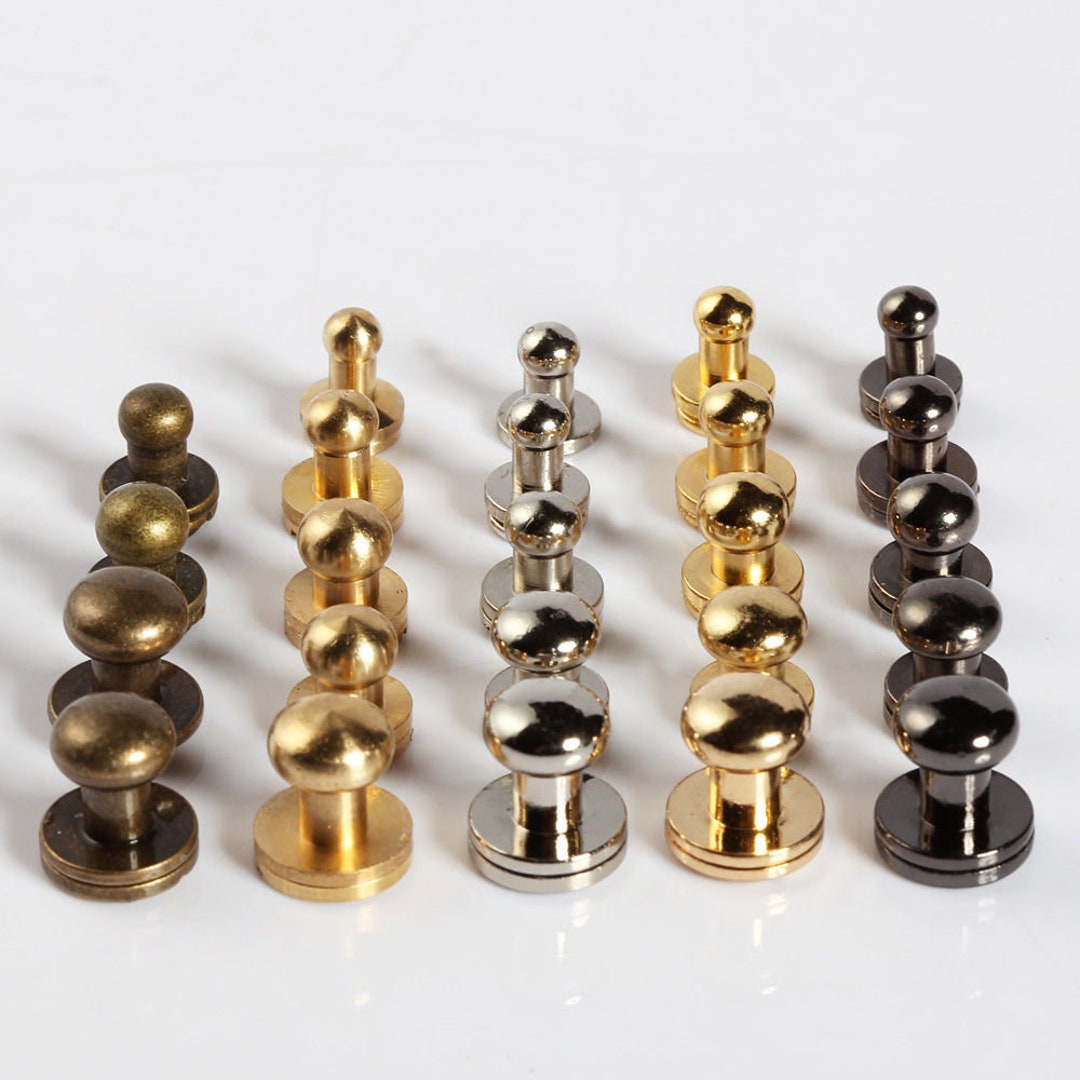 Solid Rivet Stud 20 Sets Screw Studs Solid Brass Round Rivet Chicago Leathercraft Spots ...