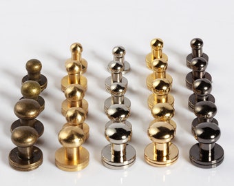 20 Sets Screw Studs Solid Brass Brass Round Rivet Chicago Leathercraft Spots Leathercraft supply