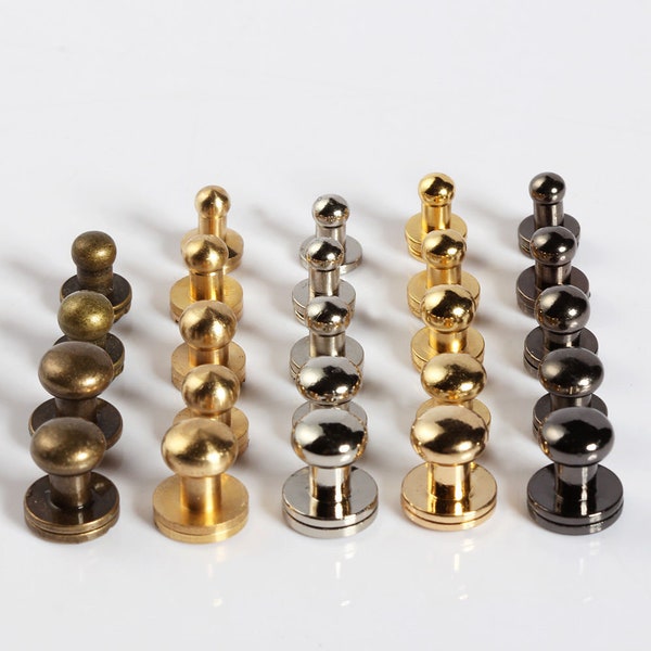 20 Sets Screw Studs Solid Brass Brass Round Rivet Chicago Leathercraft Spots Leathercraft supply