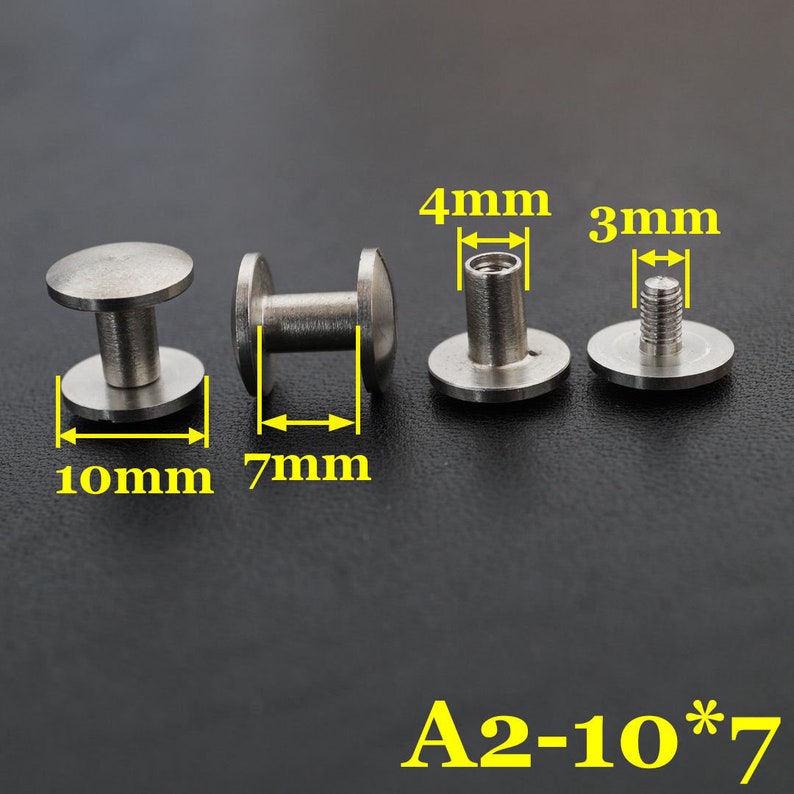 10 Sets LeatherCraft Wallet Purse bag Stainless steel Belt Screw Luggage Nail Rivet Metal Screw Rivets DIY Making Supply